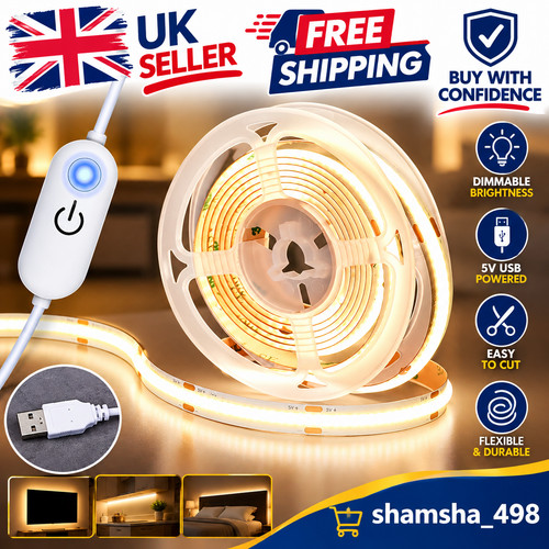 Usb dimmable cob led strip - 5v,